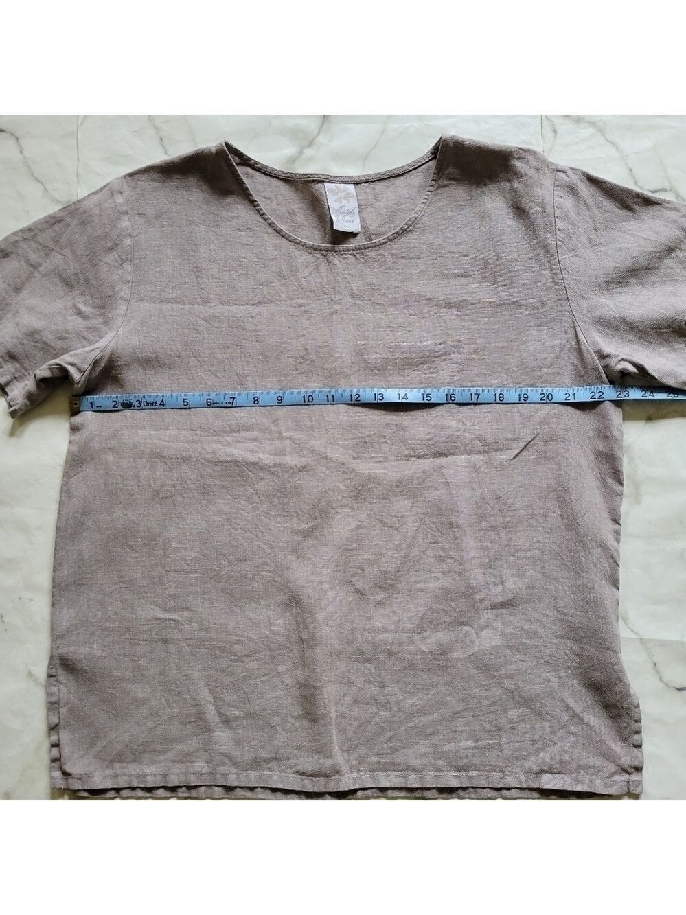 Match Point Round Neck Linen Scoop Neck Top Tee - Picture 7 of 8